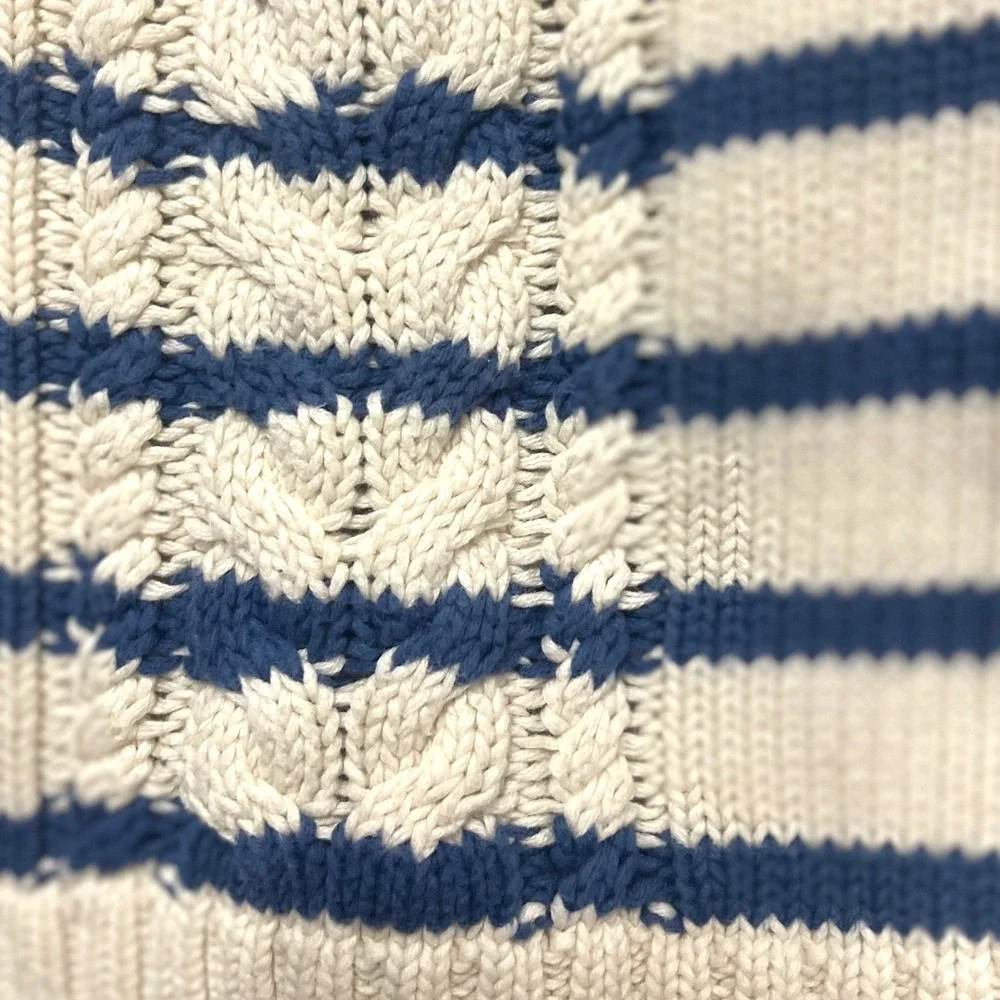 Baby Gap‎ Toddler Cream Blue Stripe Cable Knit Cotton Sweater 4T